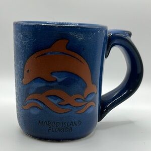 Stoneware coffee mug from Marco Island, Florida. Blue Dolphin Mug
